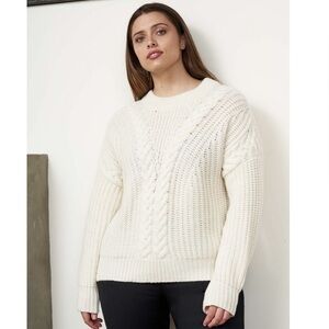 La Ligne Scotia Crew Neck Cashmere Sweater in Cream White, Size XL